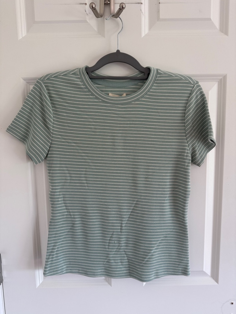 NWT Thread & Supply Striped Short Sleeve Tee in Sage Green and White